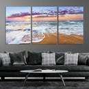 Vivid Sunset Ocean Waves Wall Art Print, Coastal Beach
