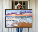 Vivid Sunset Ocean Waves Wall Art Print, Coastal Beach