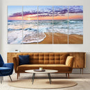 Vivid Sunset Ocean Waves Wall Art Print, Coastal Beach