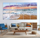 Vivid Sunset Ocean Waves Wall Art Print, Coastal Beach