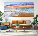 Vivid Sunset Ocean Waves Wall Art Print, Coastal Beach