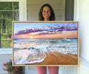 Vivid Sunset Ocean Waves Wall Art Print, Coastal Beach