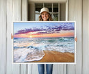 Vivid Sunset Ocean Waves Wall Art Print, Coastal Beach