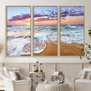 Vivid Sunset Ocean Waves Wall Art Print, Coastal Beach