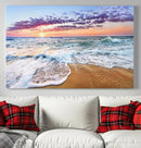 Vivid Sunset Ocean Waves Wall Art Print, Coastal Beach