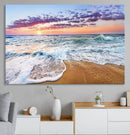 Vivid Sunset Ocean Waves Wall Art Print, Coastal Beach