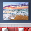 Vivid Sunset Ocean Waves Wall Art Print, Coastal Beach