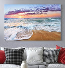 Vivid Sunset Ocean Waves Wall Art Print, Coastal Beach