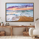 Vivid Sunset Ocean Waves Wall Art Print, Coastal Beach