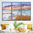 Vivid Sunset Ocean Waves Wall Art Print, Coastal Beach