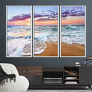 Vivid Sunset Ocean Waves Wall Art Print, Coastal Beach