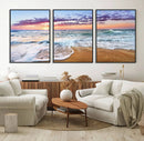 Vivid Sunset Ocean Waves Wall Art Print, Coastal Beach