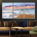 Vivid Sunset Ocean Waves Wall Art Print, Coastal Beach