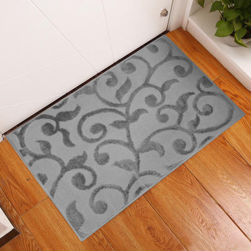 Sussex Home, Landing Rug, Slip Resistant Indoor Carpets Includes Adhesive Tape 2” x 3”-Floral Collection |Gray