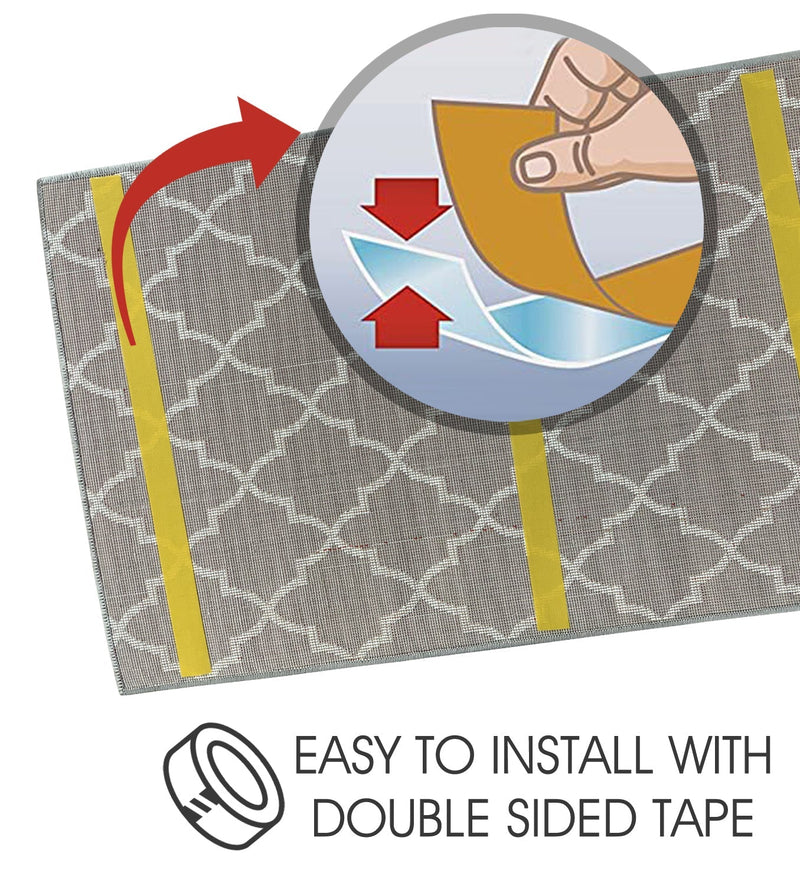 Sussex Home, Landing Rug, Slip Resistant Indoor Carpets Includes Adhesive Tape 2' x 3'-Trellisville Collection | Teal&White