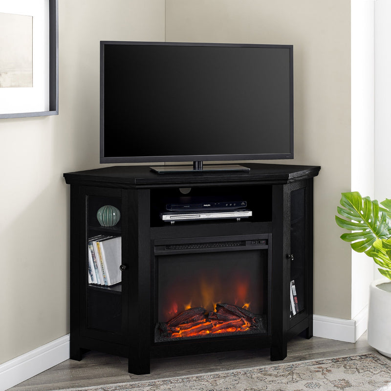 48" Wood Corner Fireplace TV Stand