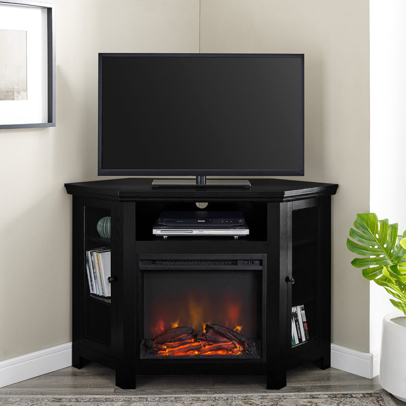 48" Wood Corner Fireplace TV Stand