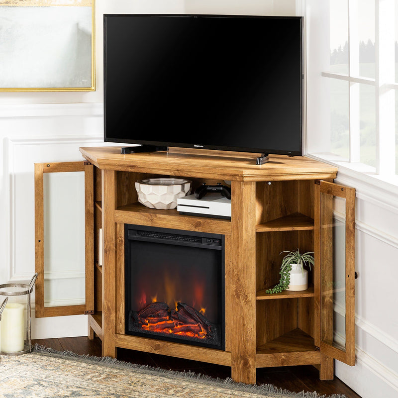 48" Wood Corner Fireplace TV Stand