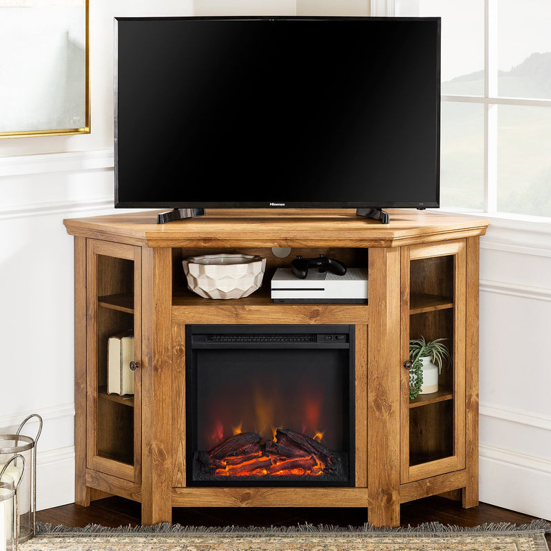 48" Wood Corner Fireplace TV Stand