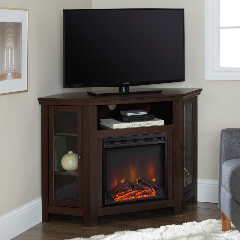 48" Wood Corner Fireplace TV Stand