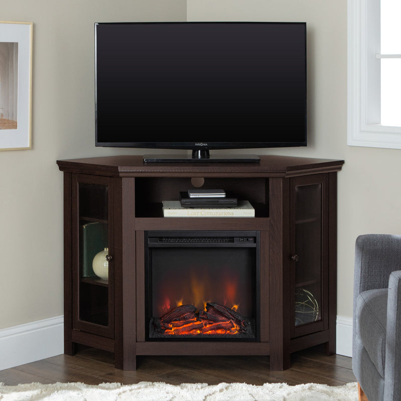 48" Wood Corner Fireplace TV Stand