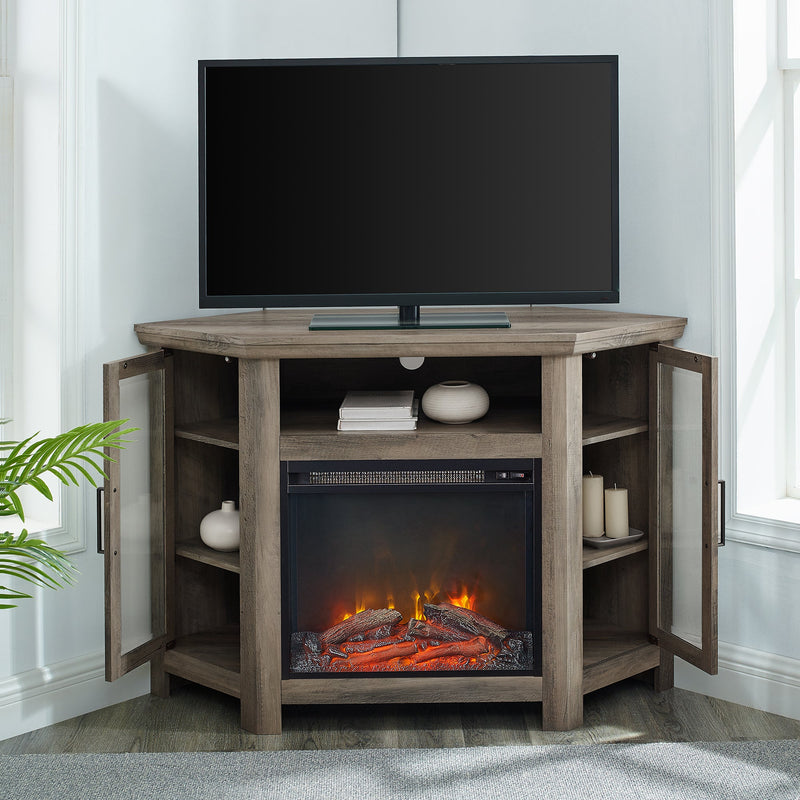 48" Wood Corner Fireplace TV Stand