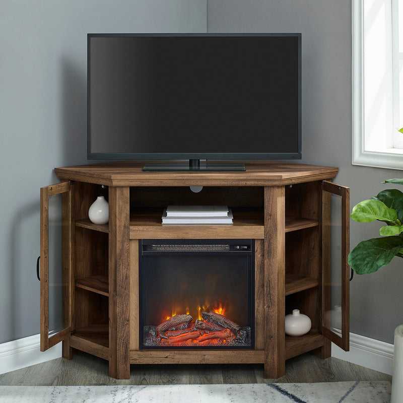 48" Wood Corner Fireplace TV Stand