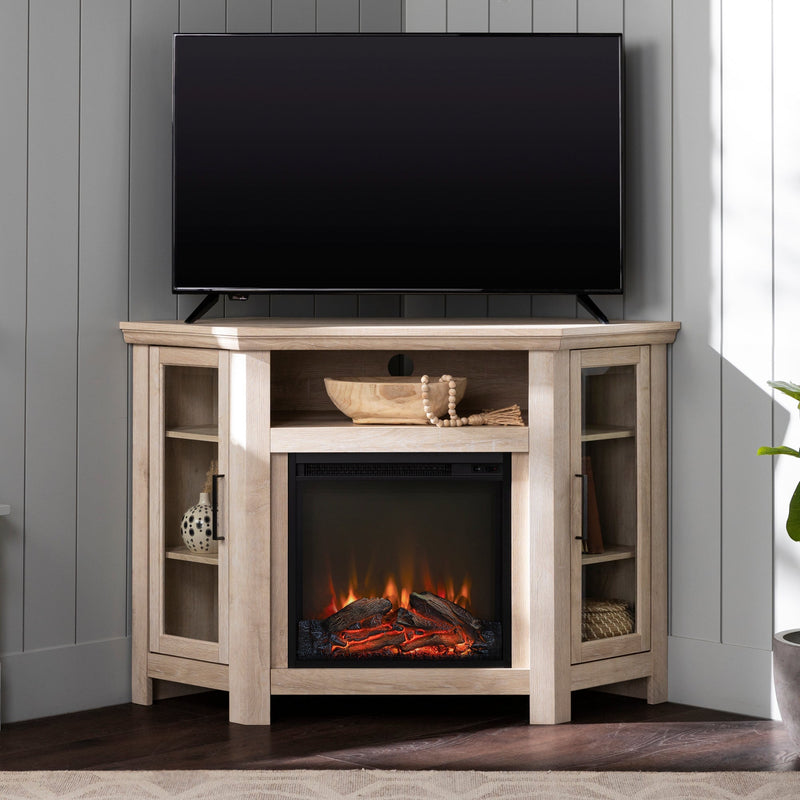 48" Wood Corner Fireplace TV Stand