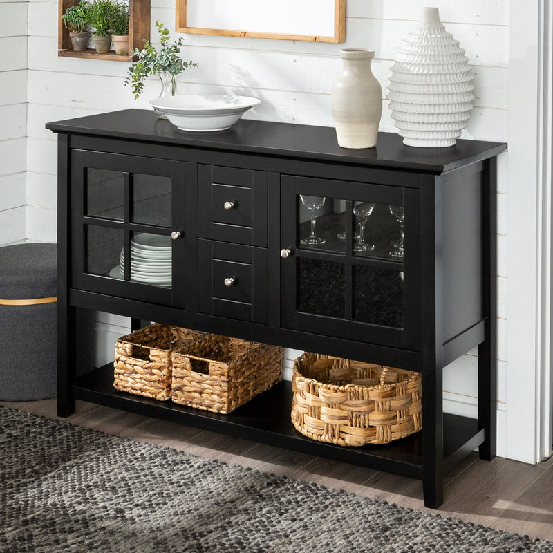 Farmhouse Wood and Glass Buffet