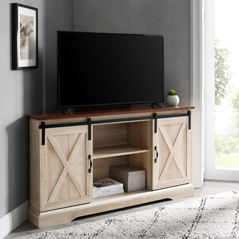 52" Sliding Barn Door Corner TV Stand