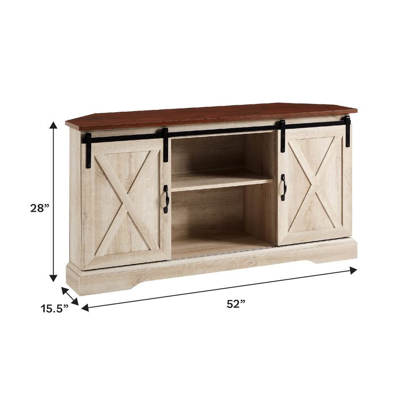 52" Sliding Barn Door Corner TV Stand