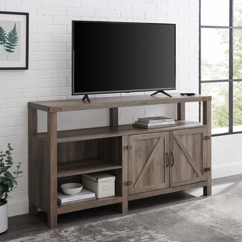 Barn Door 58" Modern Farmhouse Highboy TV Stand