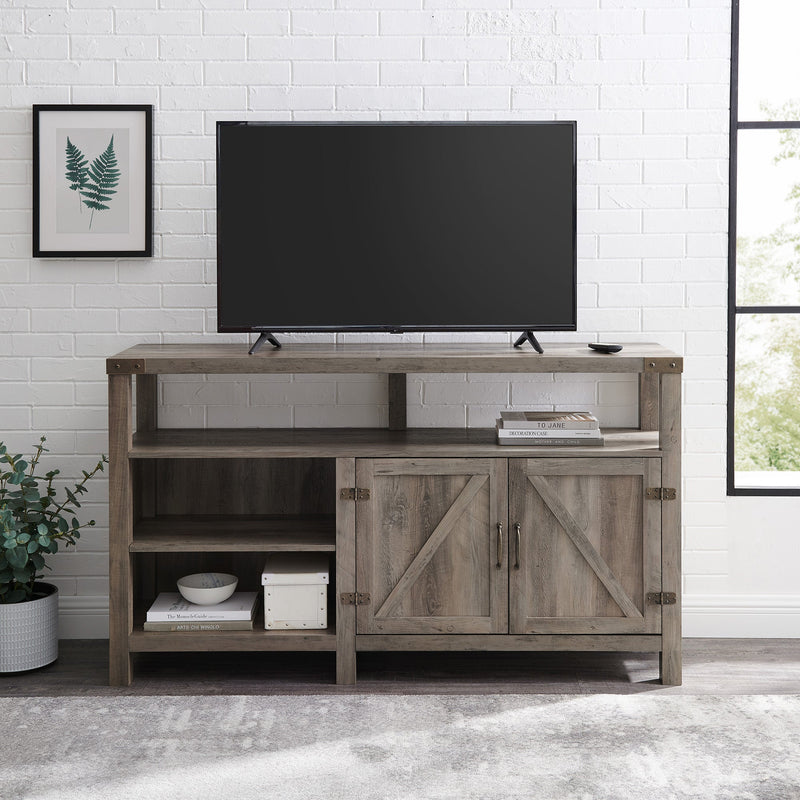 Barn Door 58" Modern Farmhouse Highboy TV Stand