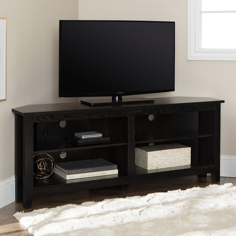 58" Transitional Wood Corner TV Stand