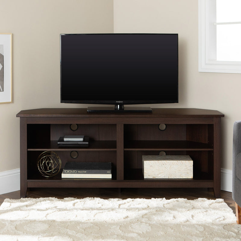 58" Transitional Wood Corner TV Stand