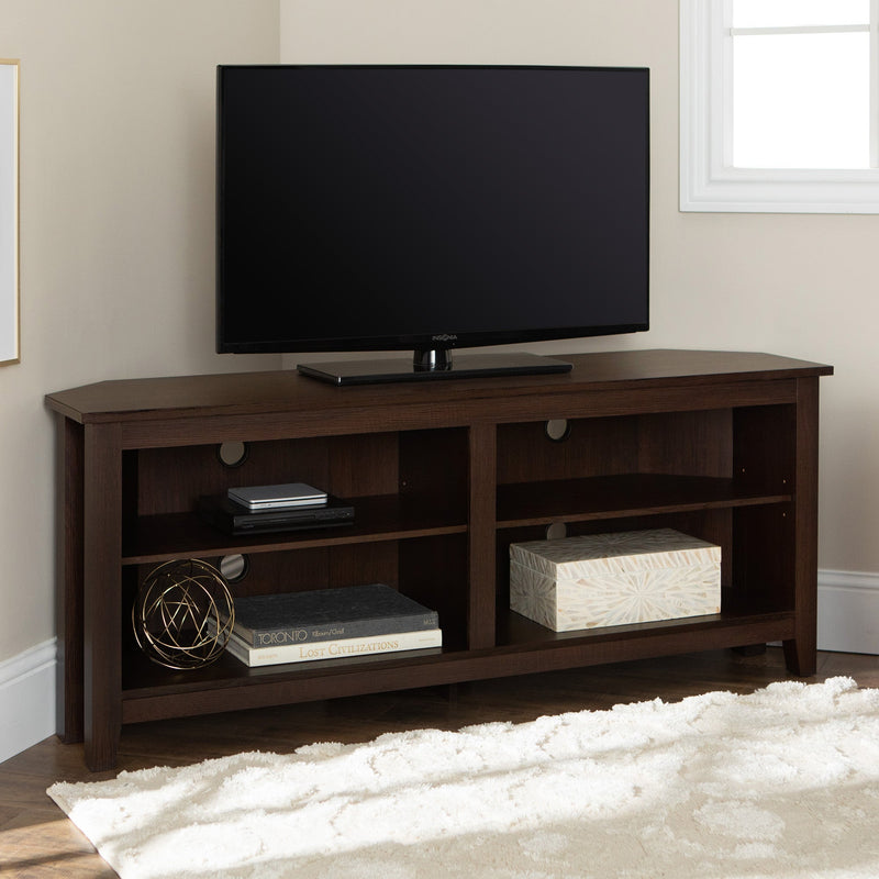 58" Transitional Wood Corner TV Stand