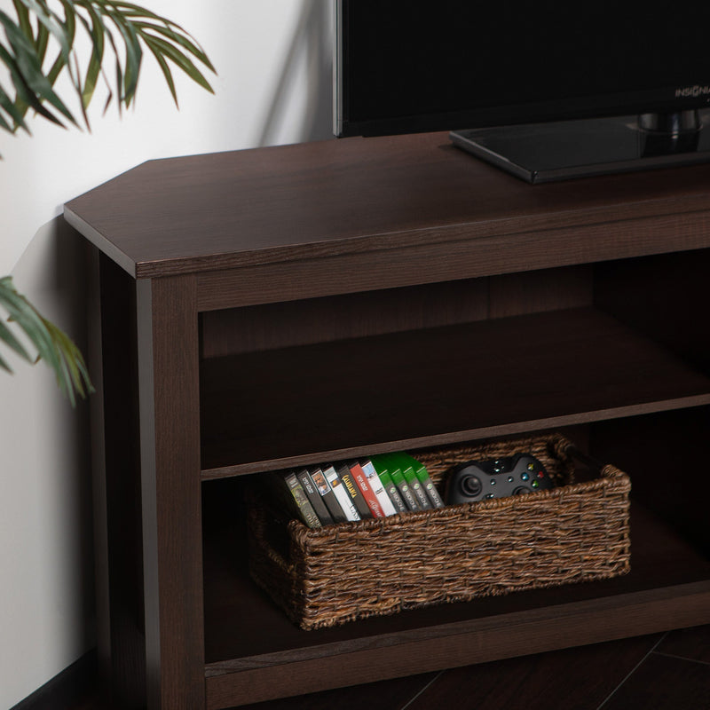 58" Transitional Wood Corner TV Stand