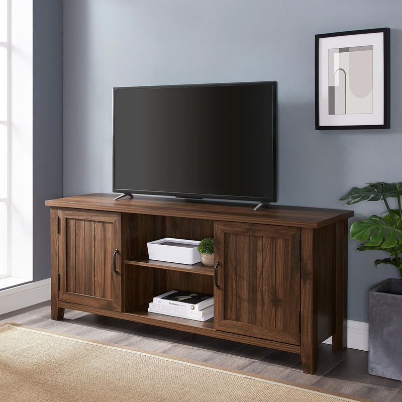 Farmhouse 58" Modern Grooved 2 Door TV Stand