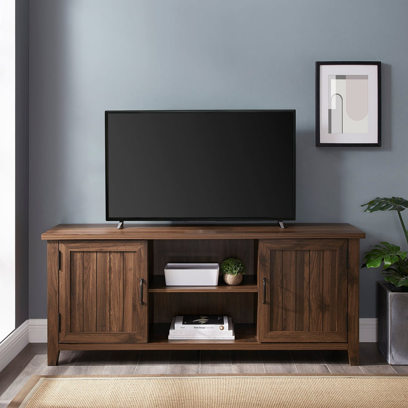 Farmhouse 58" Modern Grooved 2 Door TV Stand