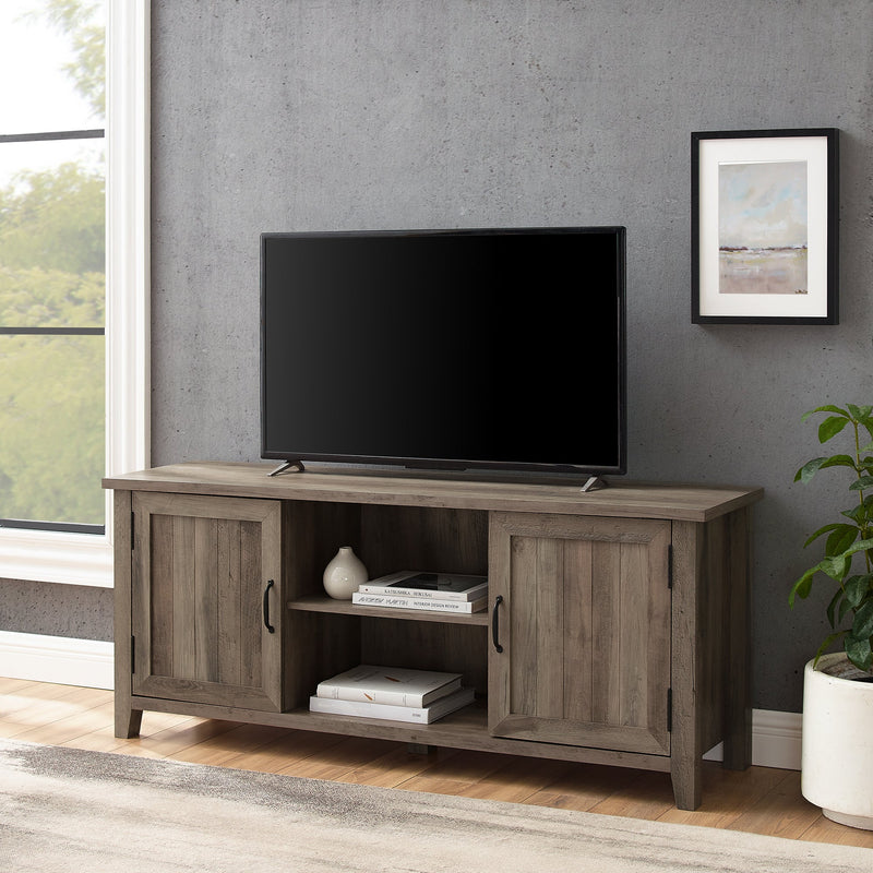 Farmhouse 58" Modern Grooved 2 Door TV Stand