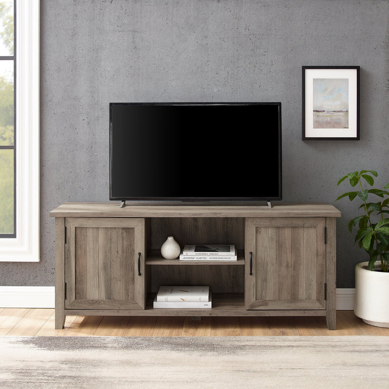 Farmhouse 58" Modern Grooved 2 Door TV Stand