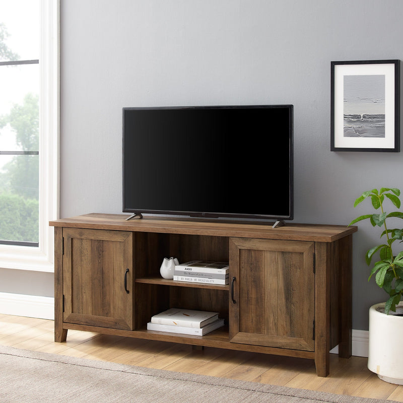 Farmhouse 58" Modern Grooved 2 Door TV Stand