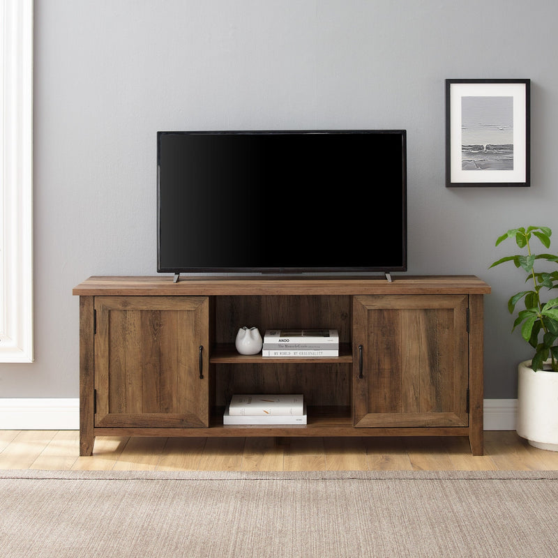 Farmhouse 58" Modern Grooved 2 Door TV Stand