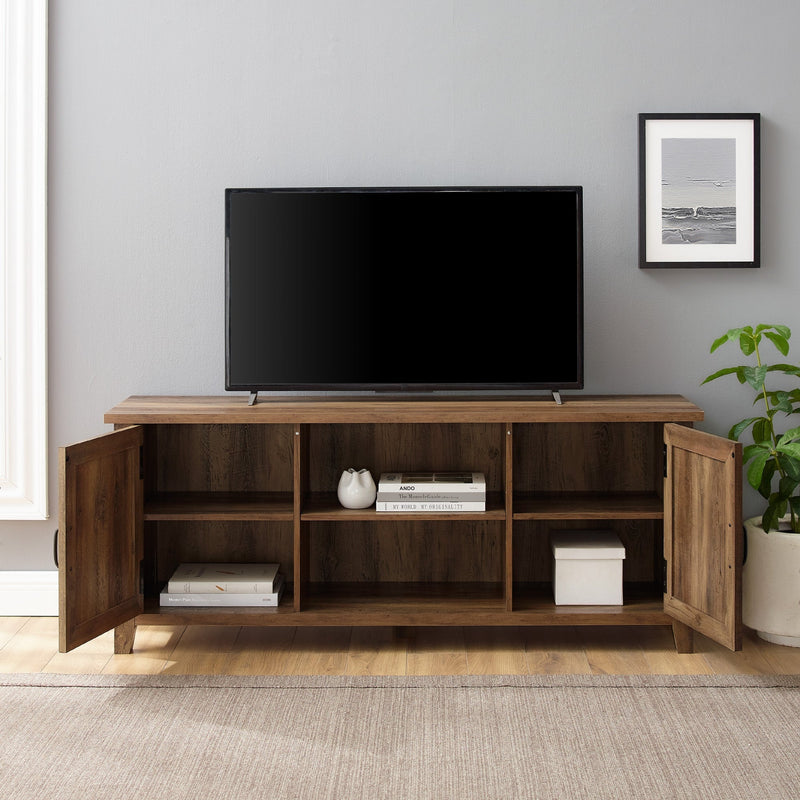 Farmhouse 58" Modern Grooved 2 Door TV Stand