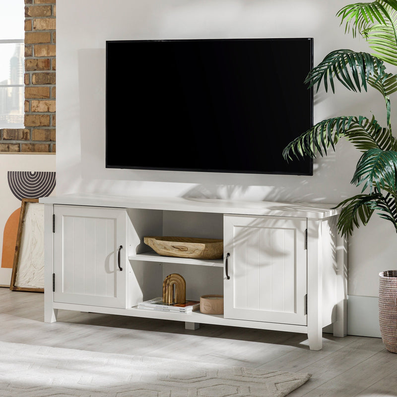 Farmhouse 58" Modern Grooved 2 Door TV Stand