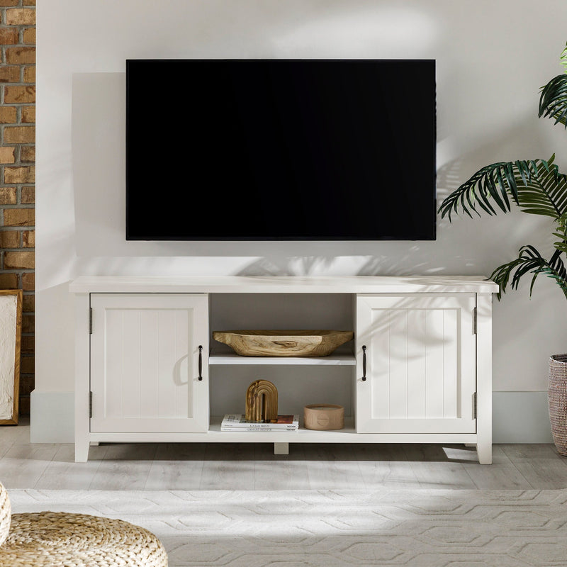 Farmhouse 58" Modern Grooved 2 Door TV Stand