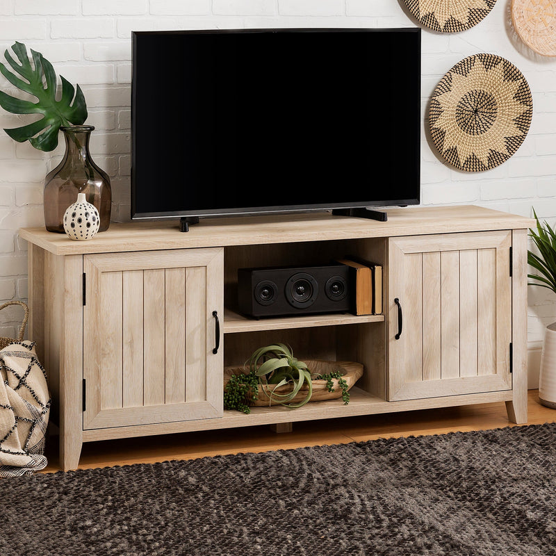 Farmhouse 58" Modern Grooved 2 Door TV Stand