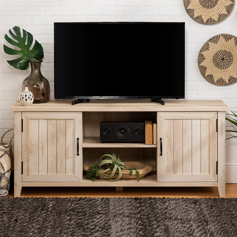 Farmhouse 58" Modern Grooved 2 Door TV Stand