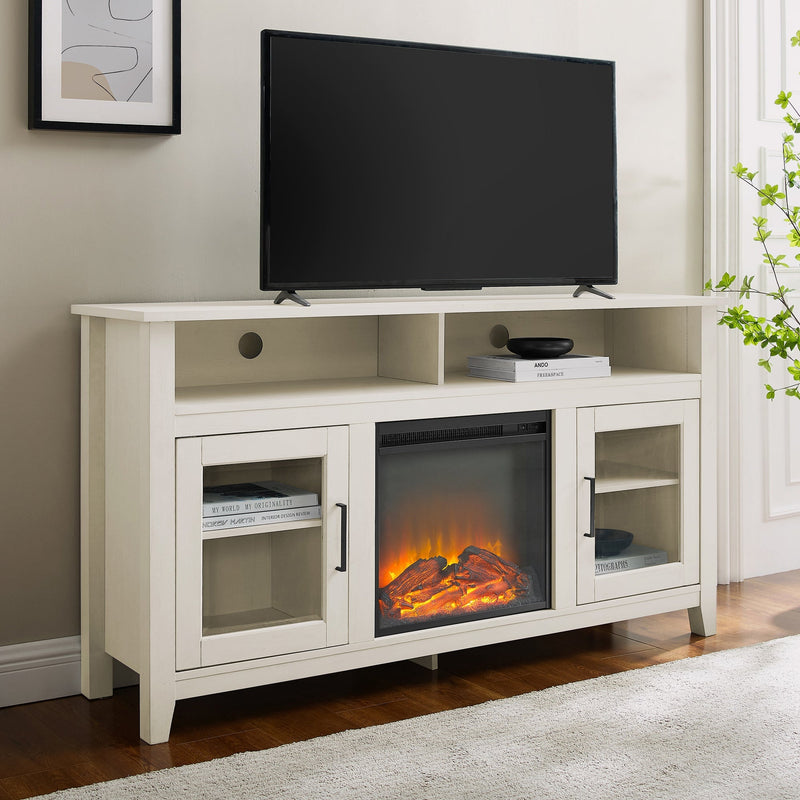 Wasatch 58" Transitional Fireplace Glass Wood TV Stand