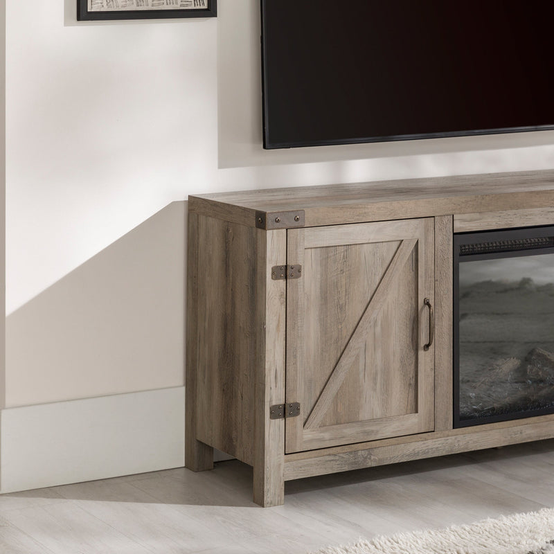 Barn Door Fireplace TV Stand